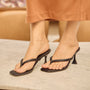 Midnight Satin Thong Heels