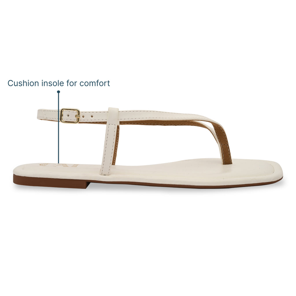 White Thong Backstrap Flats