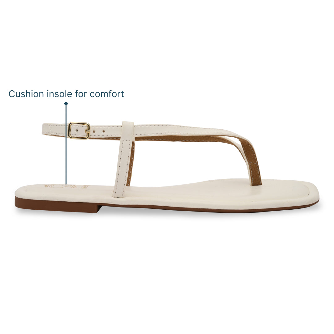 White Thong Backstrap Flats