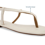 White Thong Backstrap Flats