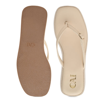 Canvas Cream Buckle Platform