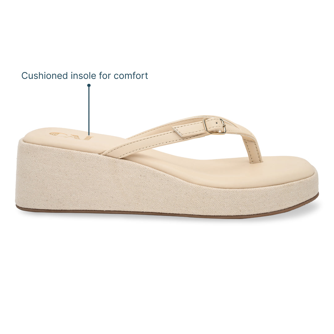 Canvas Cream Buckle Platform