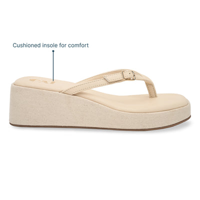 Canvas Cream Buckle Platform