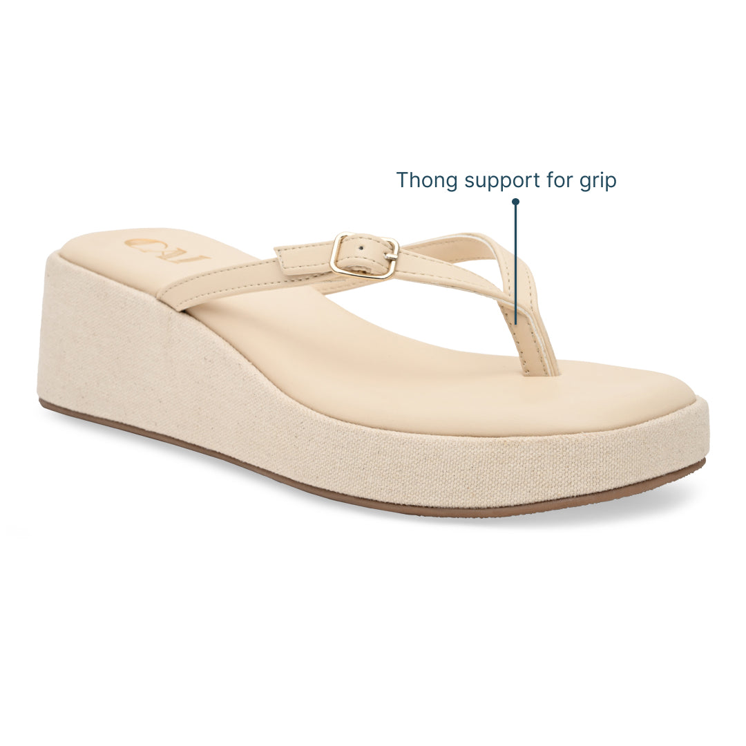 Canvas Cream Buckle Platform