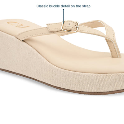 Canvas Cream Buckle Platform