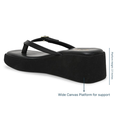 Canvas Black Buckle Platform