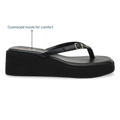Canvas Black Buckle Platform