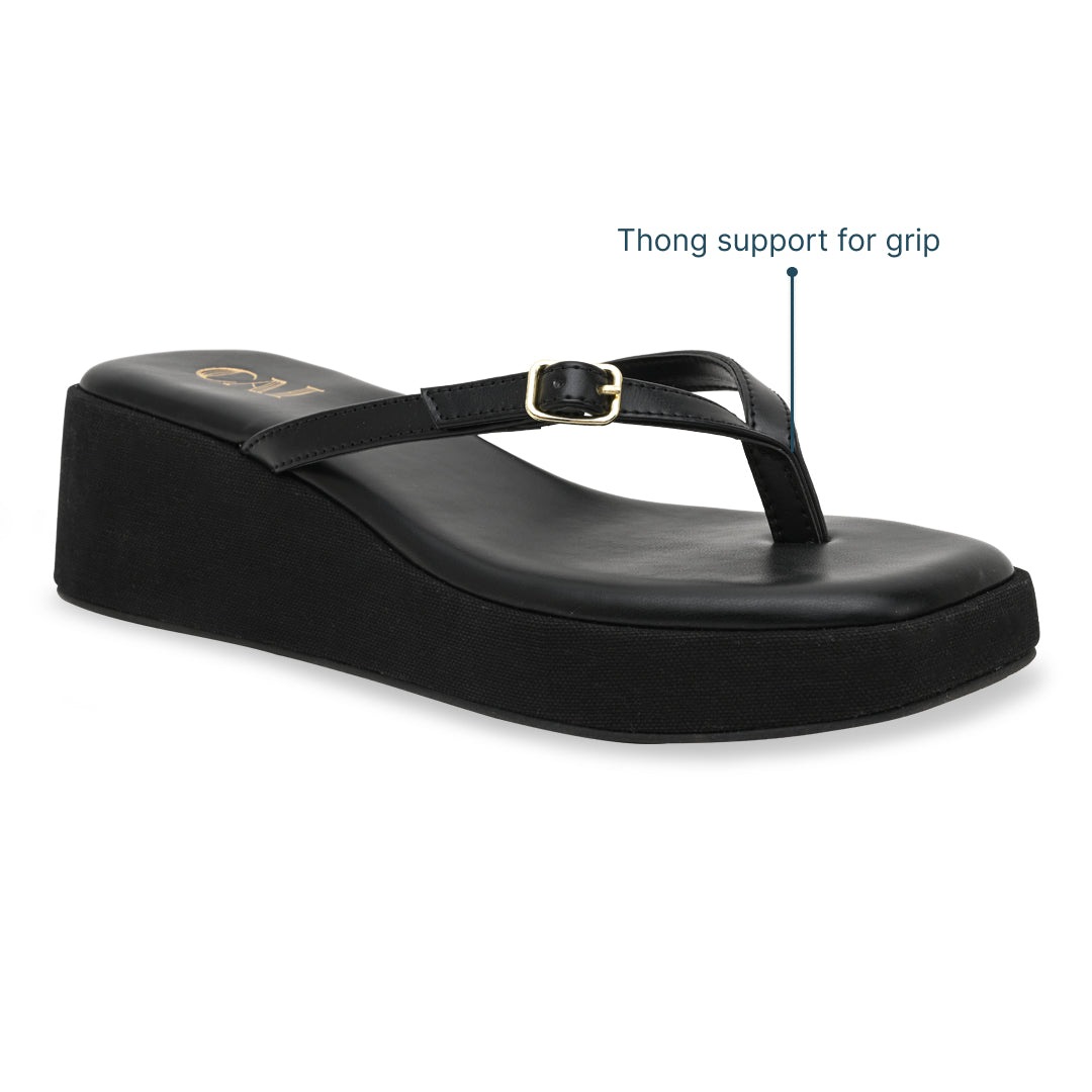 Canvas Black Buckle Platform