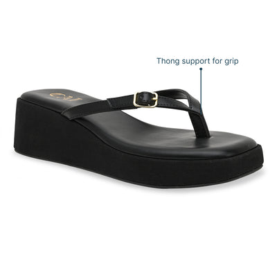 Canvas Black Buckle Platform