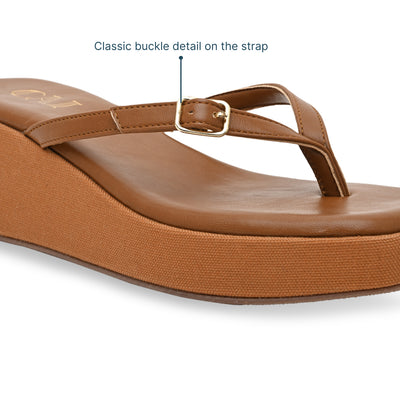 Canvas Tan Buckle Platform
