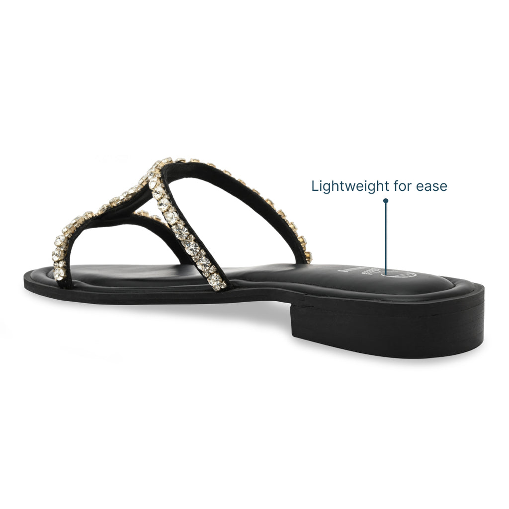 Embellished Double Strap Flat