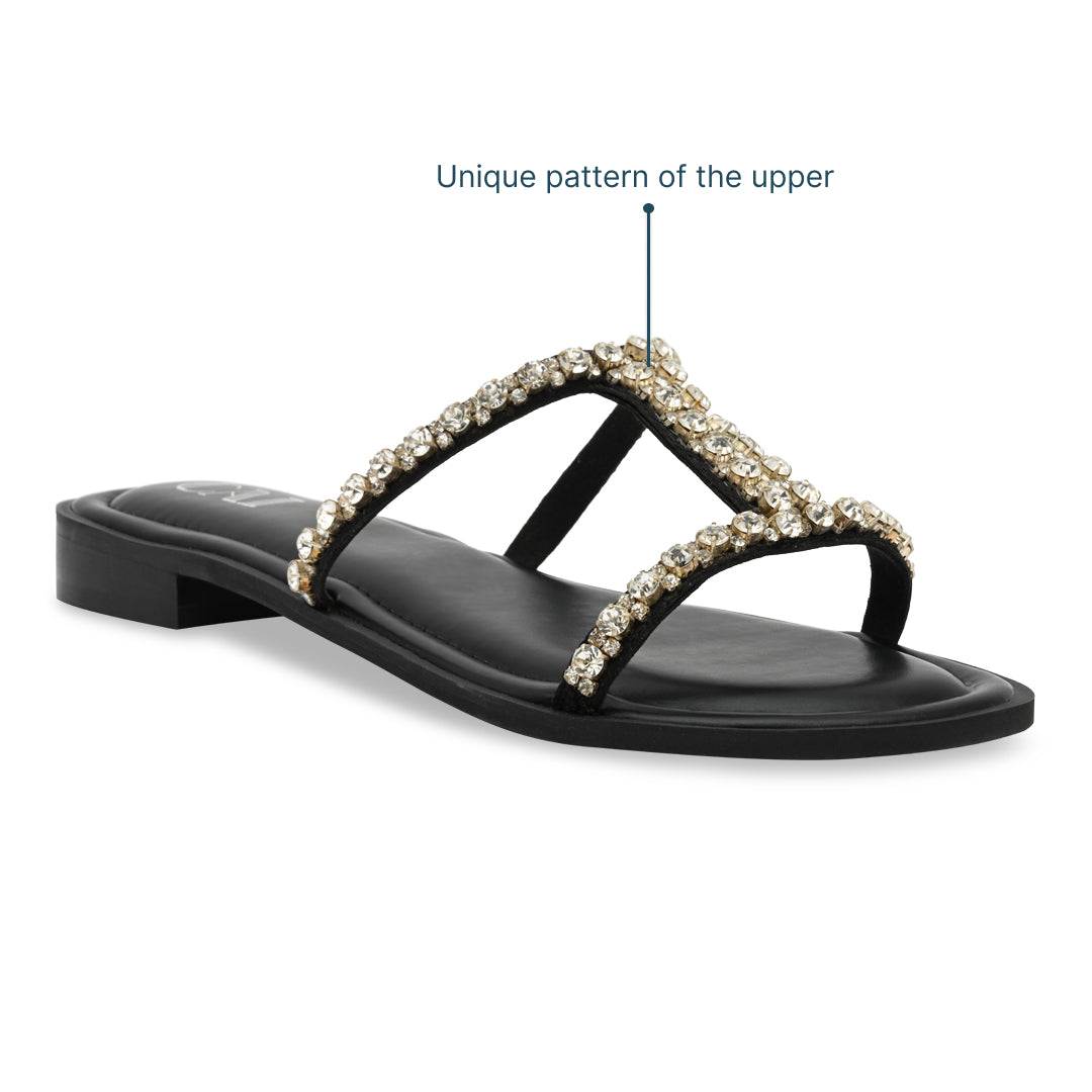 Embellished Double Strap Flat