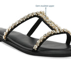 Embellished Double Strap Flat