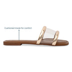 Gold Strap Clear Tan Flats