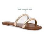 Gold Strap Clear Tan Flats