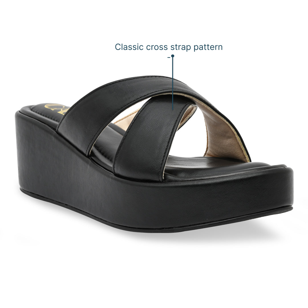 Black Cross Strap Platform