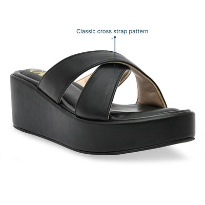 Black Cross Strap Platform