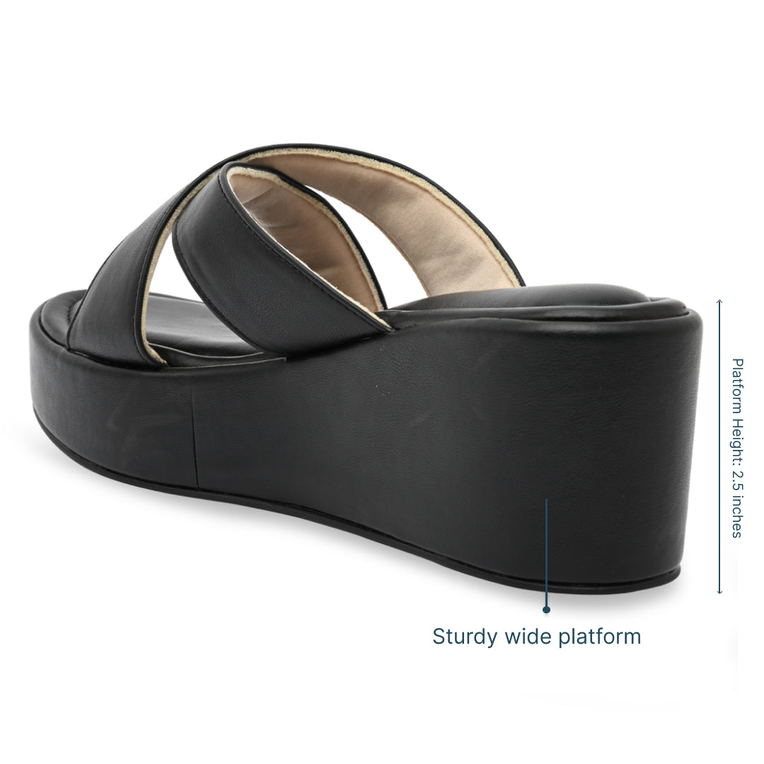 Black Cross Strap Platform