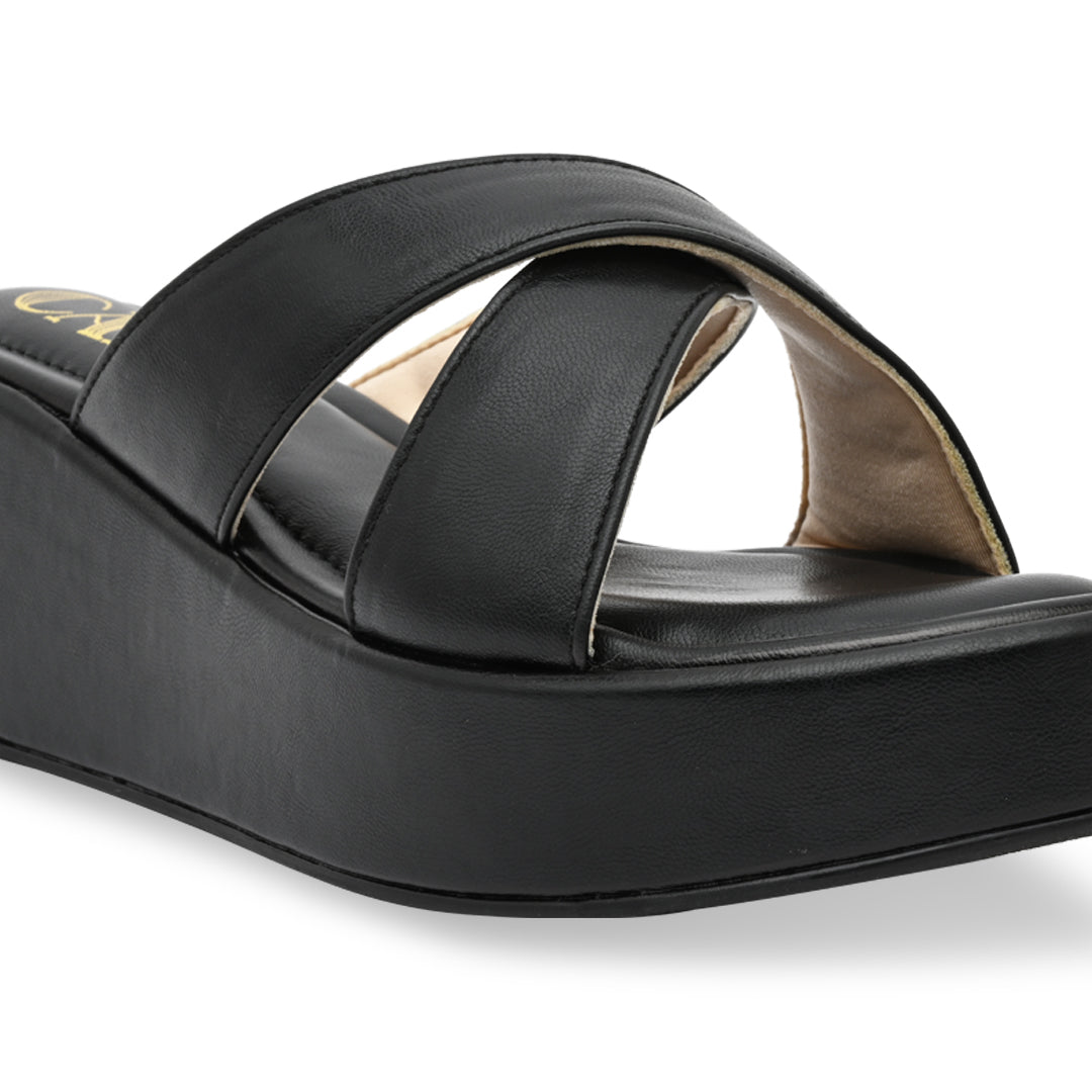 Black Cross Strap Platform