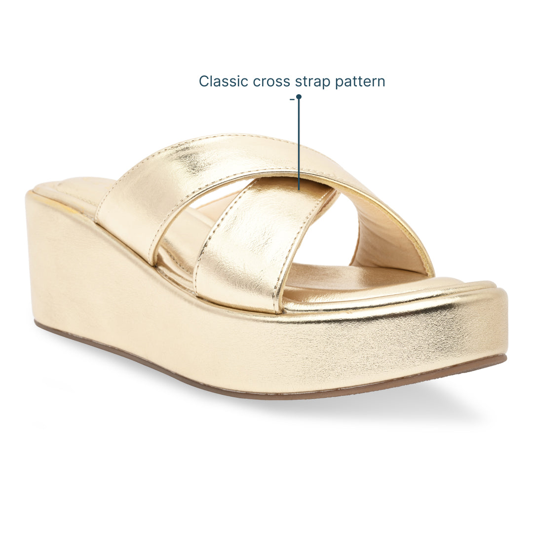Gold Cross Strap Platform