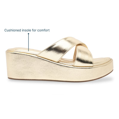 Gold Cross Strap Platform