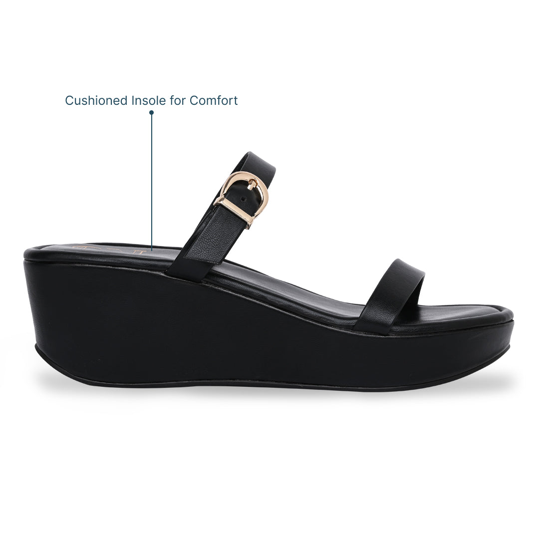 Two Strap Black Platform