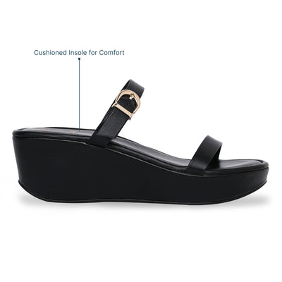 Two Strap Black Platform