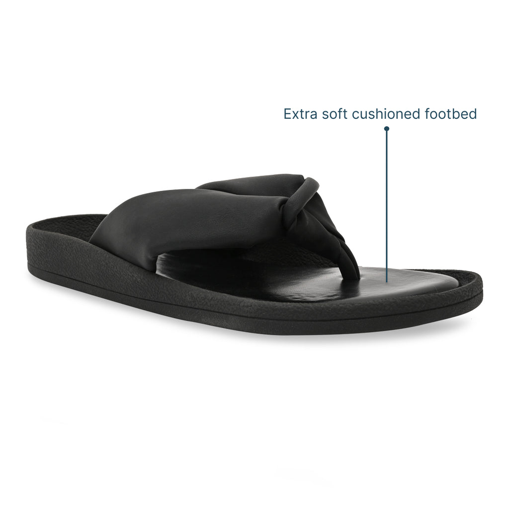 Knotted Thong Black Flat