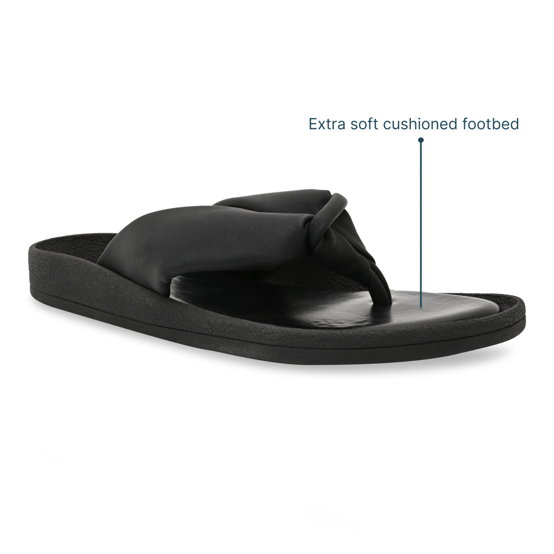 Knotted Thong Black Flat
