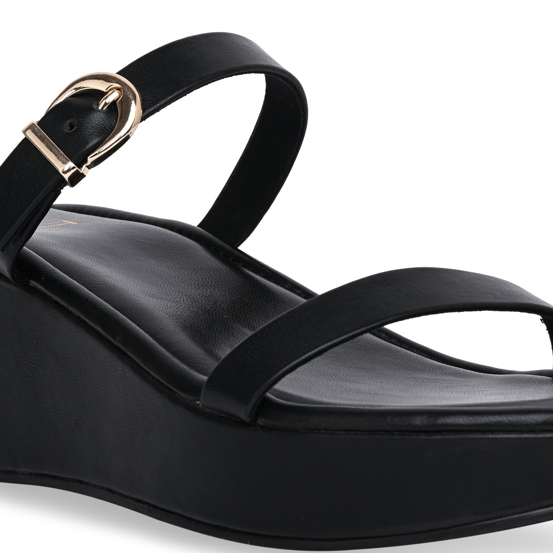 Two Strap Black Platform