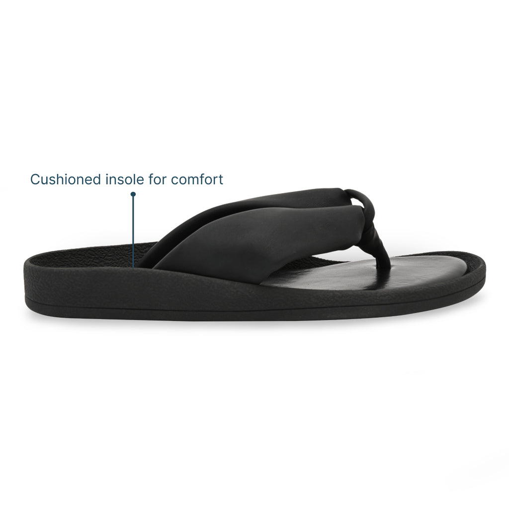 Knotted Thong Black Flat
