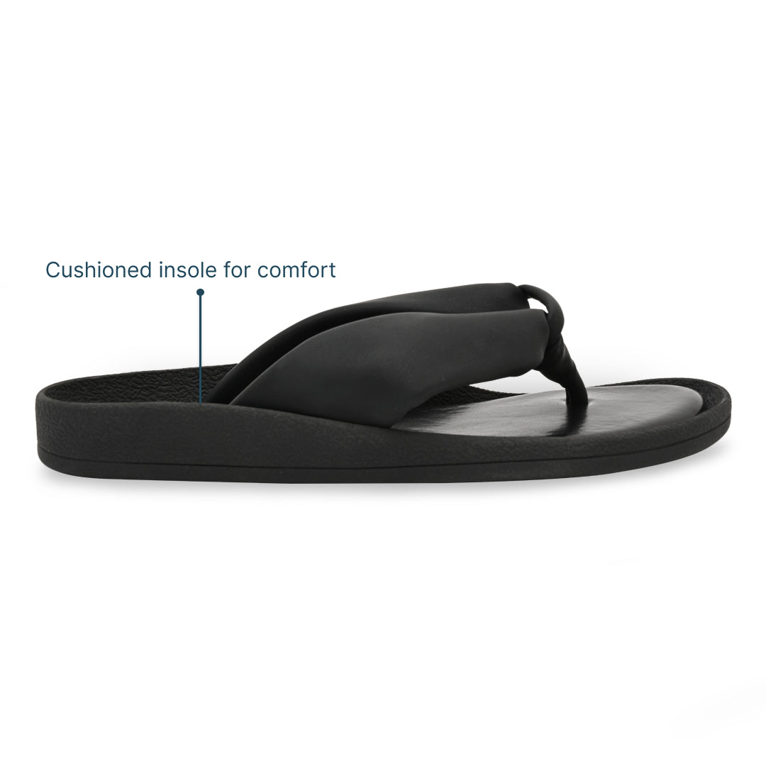 Knotted Thong Black Flat