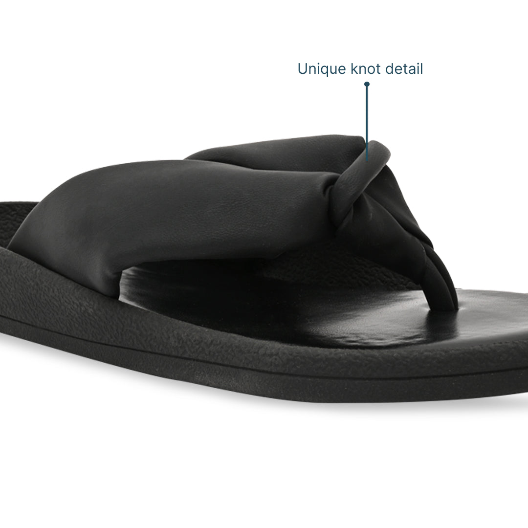 Knotted Thong Black Flat