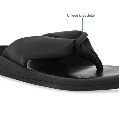Knotted Thong Black Flat
