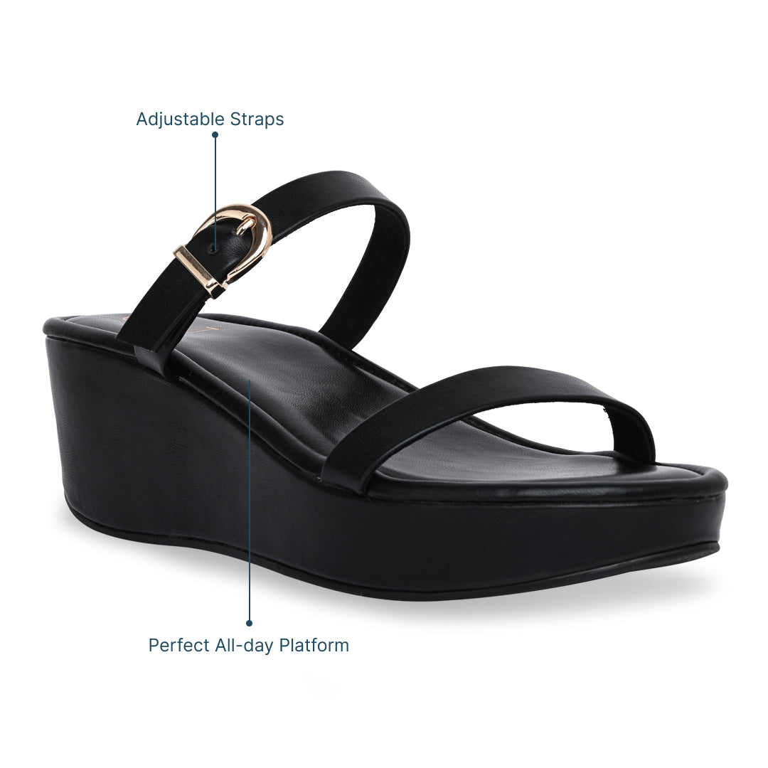 Two Strap Black Platform