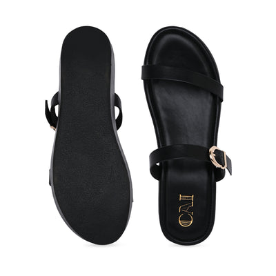 Two Strap Black Platform