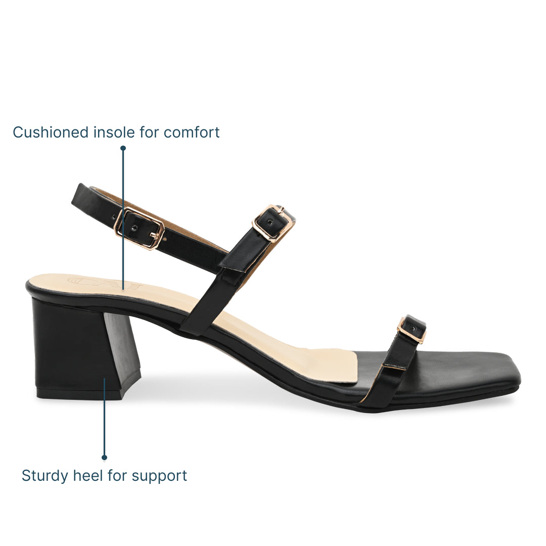 Black Buckled Sandal Heels