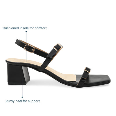 Black Buckled Sandal Heels