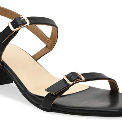 Black Buckled Sandal Heels