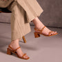 Tan Buckle Sandal Heels