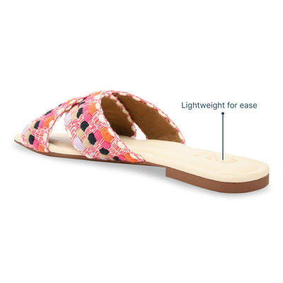 Pink Printed Flats