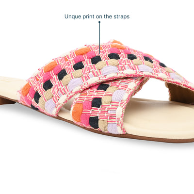 Pink Printed Flats