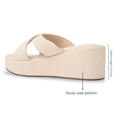 Cream Cross Strap Platform