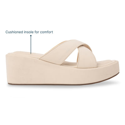 Cream Cross Strap Platform