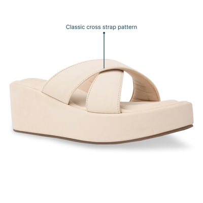 Cream Cross Strap Platform