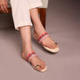 Pink Printed Toe Ring Flats