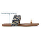 Blue Printed Toe Ring Flats