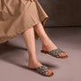 Blue And Gold Printed Flats