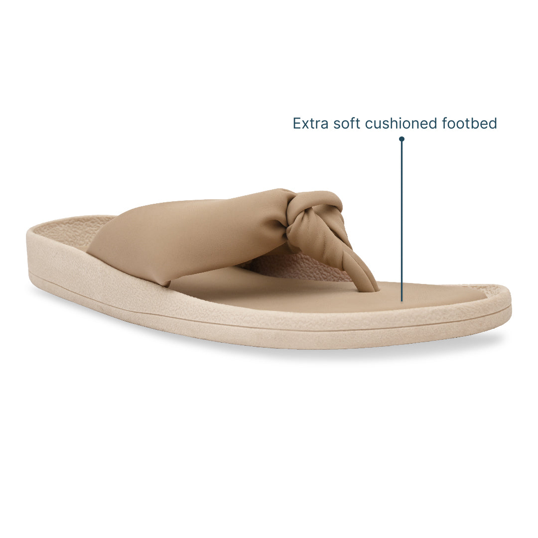 Knotted Thong Beige Flat