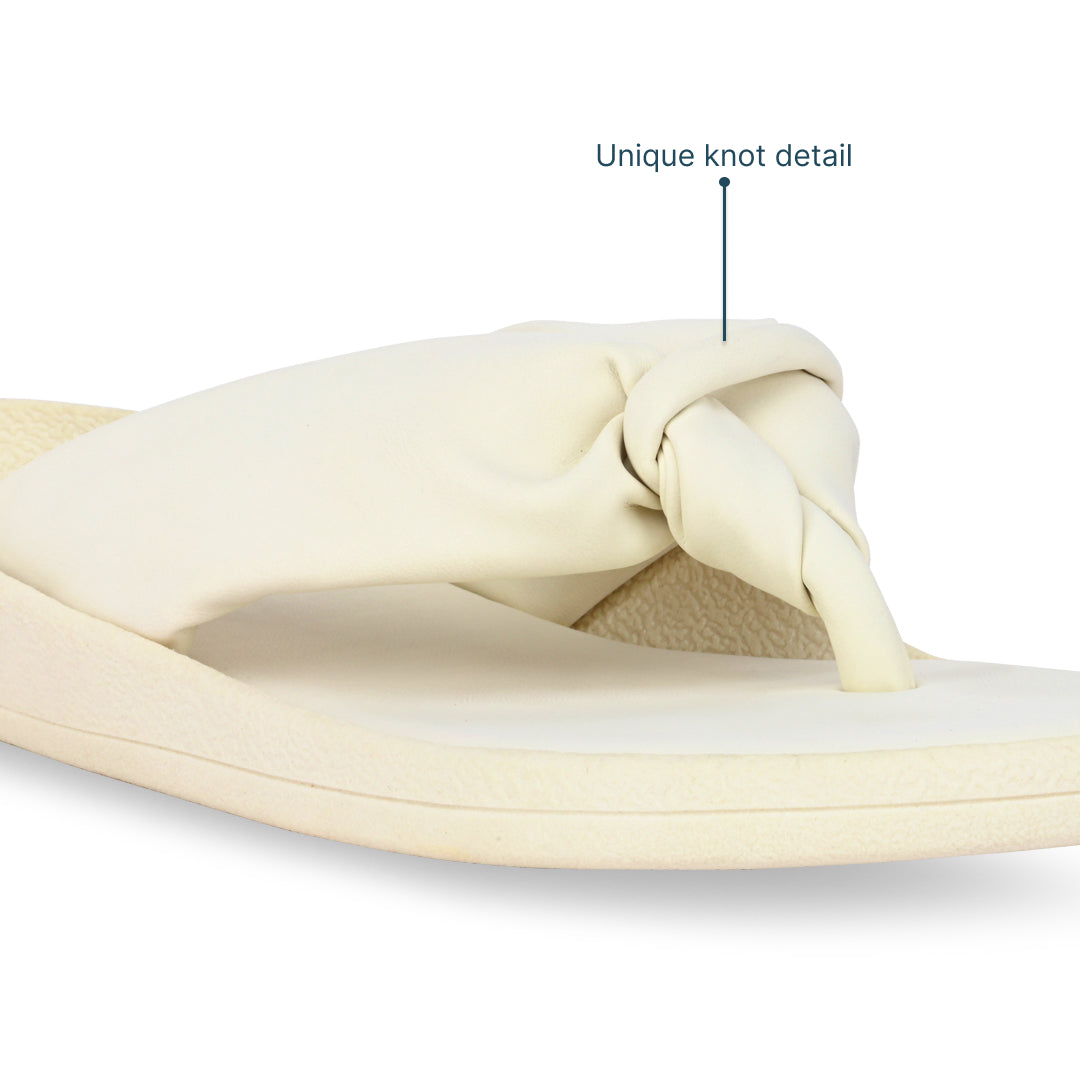 Knotted Thong Cream Flat